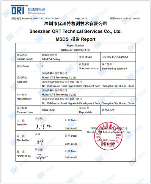 Κίνα Hunan CTS Technology Co,.ltd Πιστοποιήσεις